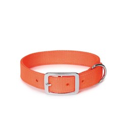 Bright Neon Orange Dog Collars Double Thick Nylon Strong Metal Buckle Heavy Duty (21 to 24 Inch)