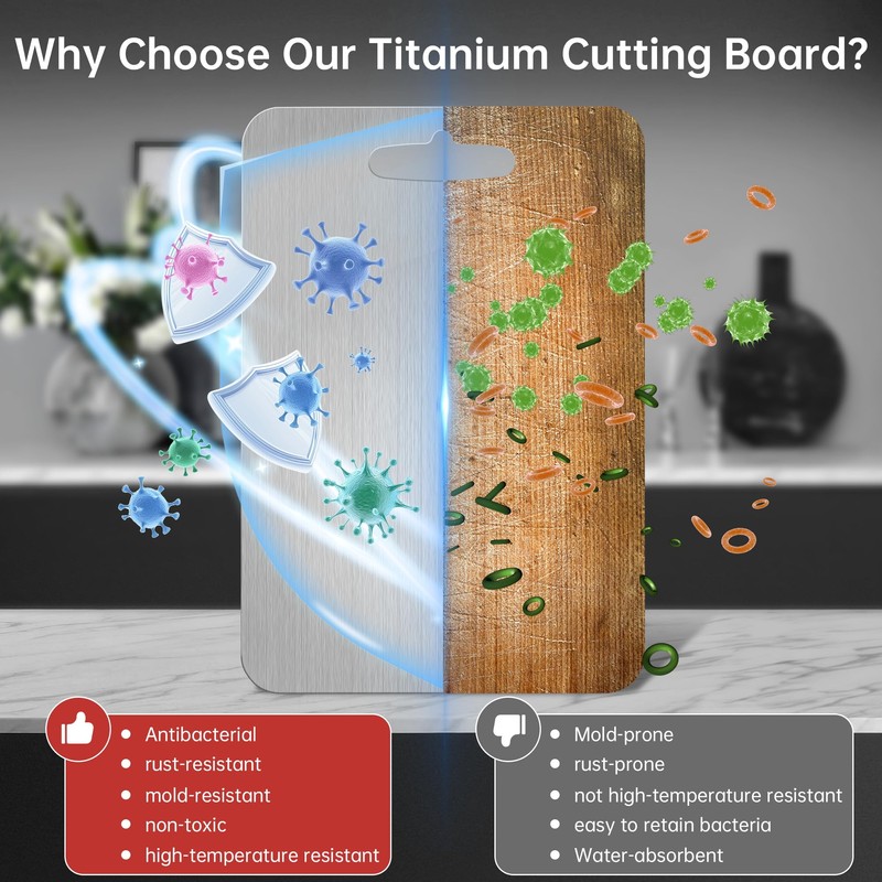 Katori Titanium Cutting Board for Kitchen: Pure Titanium Non Toxic