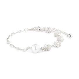 DEMDACO Marvelously Made Fresh Water Pearl Daisy Flowers Women's 6.25+2 Inches Durable Copper Metal Everyday Adjustable Bracelet in Gifting Box, Silver