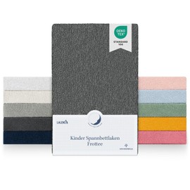 Laleni Set of 2 Terry Fitted Sheets 40 x 90 cm - Oeko-Tex Certified Bed Sheet, Wrinkle-Free Fitted Sheets for Cot, Baby Cot and Moses Baskets, Anthracite