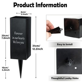 Grave Vases Metal Cemetery Flower Holder with Spikes for Artificial Memorial Flowers Funeral Gravesite Headstone Decorations (1pc, Black), Flowers are not included