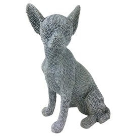 LEONARDO LP42732 Figure | Silver Art Sitting Chihuahua | 1 Piece-17x13x24 cm Accessory