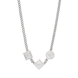 Emporio Armani Men's Silver Stainless Steel Station Necklace (Model: EGS3070040)