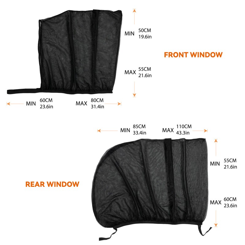 AUTOXBERT 4× Universal Car Side Window Sun Shade Breathable Screen