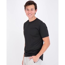 Men's Quick Dry Dri-Fit Crew T-Shirt - Athletic Performance Workout Undershirt with Pocket, Set of 3, XL