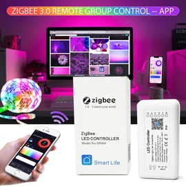 IHSENO ZigBee LED Strip Controller CW （Cold White+Warm White） Indoor 6 Pin (+V C W) Temperature Brightness Dimmable App Control LED Strip Light Voice Control