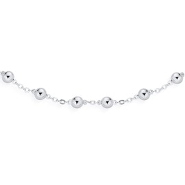 Bling Jewelry Delicate Sturdy Petite 3MM Round Ball Bead Station Chain Anklet Hot Wife Ankle Bracelet For Women Teens .925 Sterling Silver 10 Inch Made In Italy