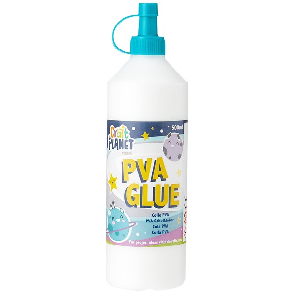 Craft Planet - 0.5 Litre White Strong, Tacky PVA All Purpose Glue For Kids Art, Toddler Craft, School Supplies, Woodwork, Home Projects, DIY, Craft Box Refill, For Paper, Wood, Craft Materials