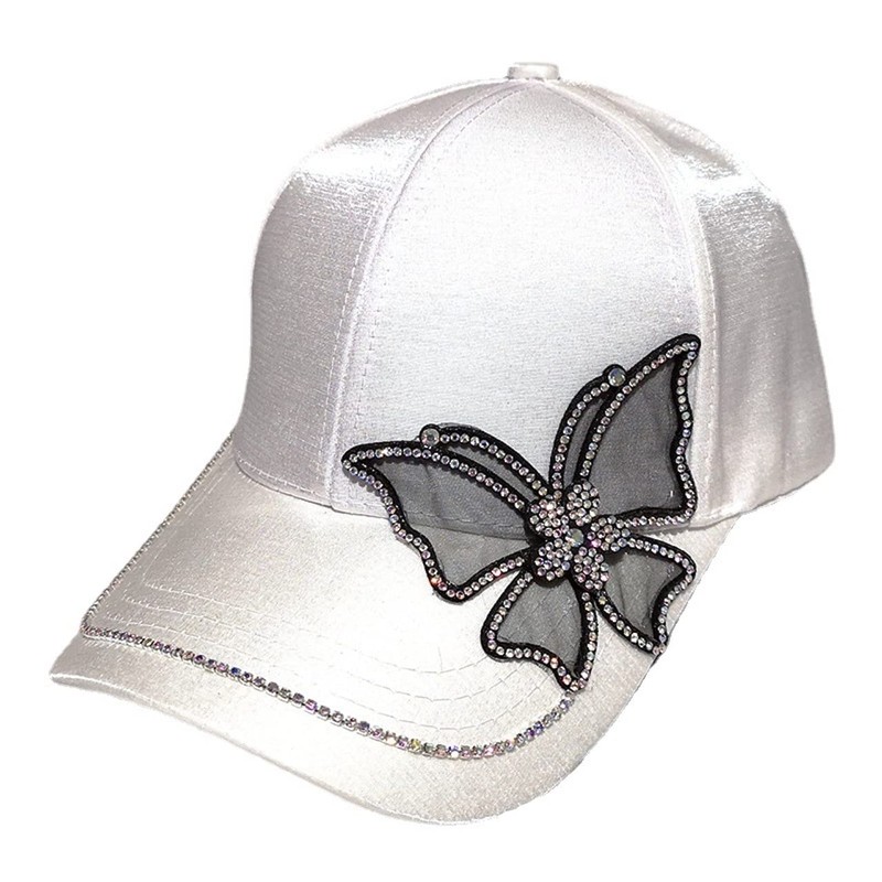 Morris Coo Women's Satin Cap, One Point, Rhinestone, Glitter, Cute,