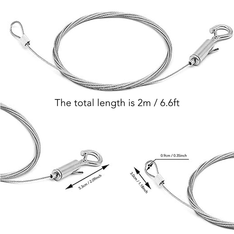 5Pcs Adjustable Picture Hanging Wire Kit Stainless Steel Heavy Duty