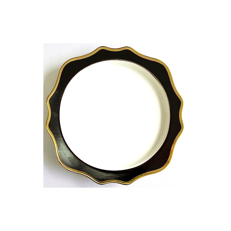Decor Essentials Charger Plate Ceramic Scalloped Edge Gold Rimmed Dinnerware