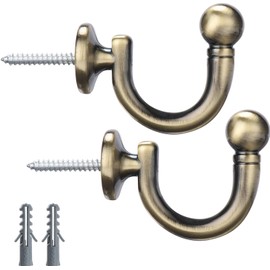 Curtain Holdback Curtain Tieback Round Head Curtain Hooks, Wall Mount Tieback Tassel Holder, Window Curtain Tieback Clothes Coat Hat Towel Rack, Set of 2, Bronze