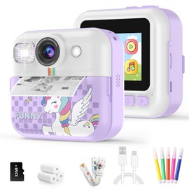 Kids Camera,Toddler Camera Instant Print Toys,1080P Children Printable Camera,Pink Selfie Camera Christmas Birthday Gifts for Girls Boys Age 3-10 with 3 Roller Photo Paper