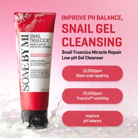 SOME BY MI Snail Truecica Miracle Repair Low pH Gel Cleanser - 3.38Oz, 100ml - Made from Snail Mucin for Sensitive Skin - Daily Face Wash for Deep Cleansing and Skin Moisturizing - Korean Skin Care