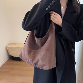 Leather Hobo Bags for Women Brown Purses Suede Purse Slouchy Tote Bag Suede Tote Bag Fall Purses Handbag