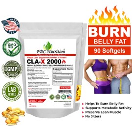 Píldoras quemadoras de grasa abdominal CLA - Suplemento para pérdida de peso estomacal para hombres y mujeres