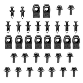 Merdege 35 PCS Screws, Bumper Clips, U-Nuts Engine Under Cover Splash Shield Guard Body Bolts, Car Fender Liner Push Retainer Bolts Kit (Black)