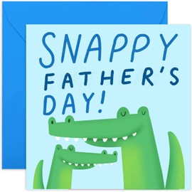 Old English Co. Snappy Father's Day Card for Dad - Fun Crocodile Father's Day Card for Daddy from Son or Daughter - Father's Day Card from Young Children | Blank Inside with Envelope