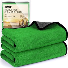 Airlab 2X Extra Large Thick Microfibre Car Drying Towel 90x60cm, Dual - Sided Car Care Microfibre Cloths, Ultra Absorbent Super Soft Lint Free Wash Cloth for Auto Detailing Polishing Washing Cleaning