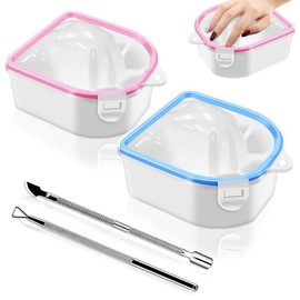 HOFASON 2PCS Nail Soaking Bowl With Cuticle Pusher Nail Polish Remover-Triangle Nail Scraper, Gel Nail Tools Manicure Nail Soak Off Bowl, Acetone Gel Soak Off Remover Kit For Home Nail Salon Supplies