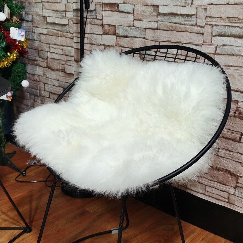 Champlus Sheepskin Chair Cushion Pad Genuine Australian Sheepskin Seat Cushion