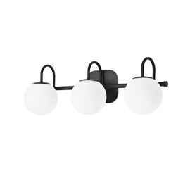 ZHUOER Modern Black Bathroom Vanity Light Fixtures 3 Lights Frame and Milk White Glass Globe Shade Modern Wall Sconce Lighting Bath Vanity Lights Bar Over Mirror (Exclude G9 Bulb)