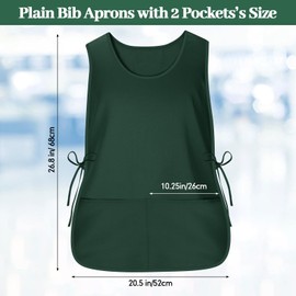 Suhine 15 Pcs Cobbler Smock Apron with 2 Deep Pockets and Side Ties Unisex Apron for work kitchen (Dark Green)
