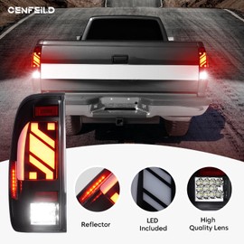 LED Tail Lights Pair + 3rd Third Brake Cargo Lamp Compatible with Ford F150 1997-2003, for F150 Heritage 2004, Rear High Mount Stop Light and Taillights Assembly, 3 Pcs, Smoked Lens