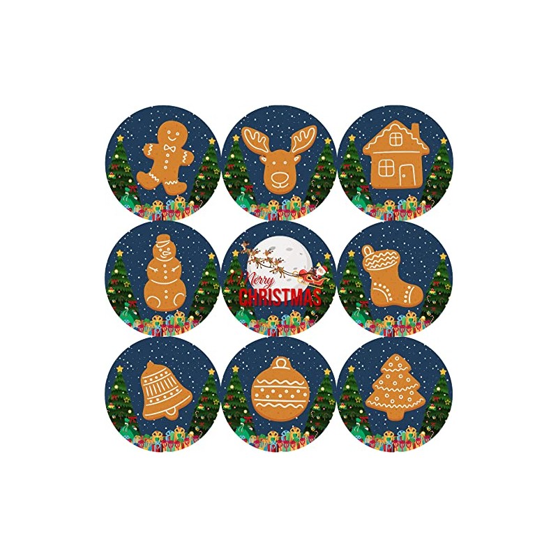144 Gingerbread Christmas themed 30mm Reward Stickers