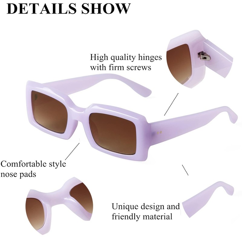 ADEWU Rectangular Sunglasses Women's 90s Retro Square Frame Large Trendy