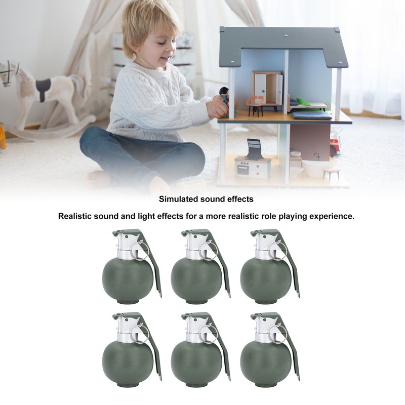 6PCS Kids Hand Grenades Toy with Realistic Sound Light Effect
