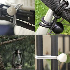 TEANTECH 60 Pack Ball Bungee Cords, 6 inch White & 9 inch Black Reusable Tarp Bungees Canopy Tie Down Cord Bungee Ball Cords for Canopies Camping Tarps Cargo Tent