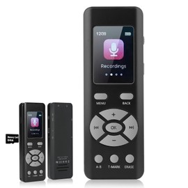 64GB Digital Voice Recorder, Voice Recorder Device with Playback, A-B Repeat and MP3 Player, Small Audio Recorder for Lecture,Meetings,Class, Recording Monitoring, Password Protection