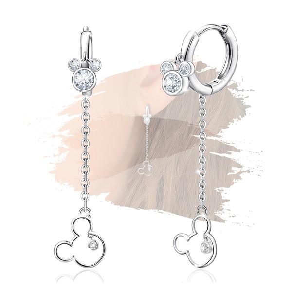 Elensan Sterling Silver Mouse Earrings for Women Fashion Dangle Charms
