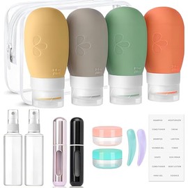 Juego de 14 Botellas De Viaje Silicona, Contenedor de Viaje Aprobado Por La Tsa, Accesorios de Viaje Sin Bpa, A Prueba de Fugas, Comprimible, Kit de