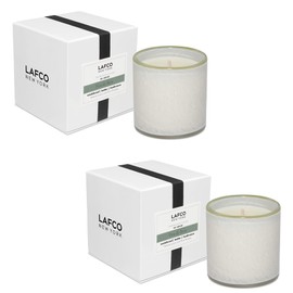 LAFCO New York Signature Candle, Feu de Bois - 15.5 oz, 2 Pack - 90-Hour Burn Time - Reusable, Hand Blown Glass Vessel - Made in The USA