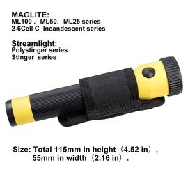 Weltool Open Top Flashlight Holster Holder Duty Belt Carry Cases For MAGLITE MID SIZE ML25, 50, 100 series, 2-4CELL C series for Streamlight stinger series