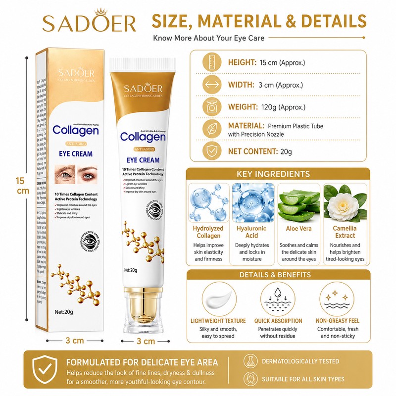 Collagen Eye Cream for Daily Skincare – Hydrating Under-Eye Moisturizer