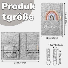 Draupnir Maternity Log Protective Cover, German Maternity Log Cover Felt, Maternity Log Cover Grey with 2 Key Chains, Cover Maternity Log with Compartments for Ultrasound Image, Vaccination Certific