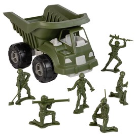 TimMee Big Military Dump Truck with 6pc Jumbo Army Men Olive Green - USA Made
