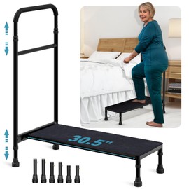 Gyykzz Step Stool with Handle, 30.5" Long Step Stools for High Beds/Bathtub/Kitchen, Height Adjustable Step Stool with Handle and Non-Skid Platform, Heavy Duty Stepping Stool Holds up to 400 lbs