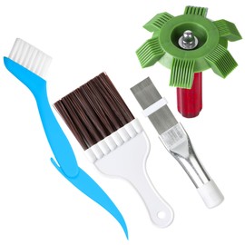 shockassist 4 Pieces Air Conditioning Comb - Metal and Green Slat Comb, Blue Folding and Brown Brush - Condenser - Cleaning Tool - Set for Air Conditioning, Refrigerator, Window