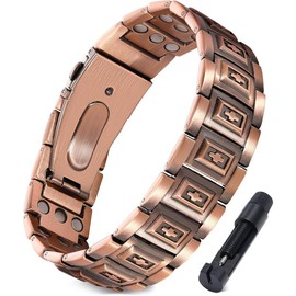 Jecanori Copper Bracelet for Men with 3800 Gauss Magnets,Magnetic Cross Bracelets for Men,Adjustable Length with Sizing Tool