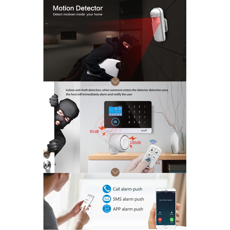 PIR Motion Sensor Volumetric Alarm Wireless Compatible with All Control