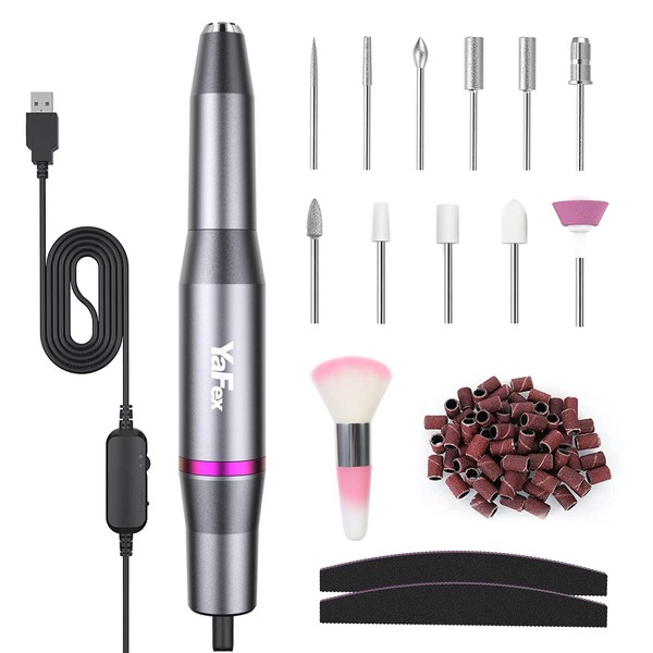 YaFex Nail Cutter for Gel Nails 20000 rpm, 11 in 1 Cutter for Gel Nails with Professional Nail Cutter Attachments, Manicure Pedicure Set, Electric Nail File for Gel Nails and Acrylic Nails, Nail Drill