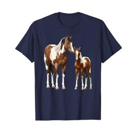 Beautiful Brown Pinto Bay Paint Horse Mare & Foal T-Shirt