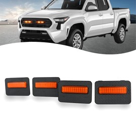 ZDEERAOTO 4pc Smoked Housing Amber LED Front Grille Lights DRL Feature Kit for Toyota Tacoma 2024 2025 SR SR5 Cab Pickup Accessories (Yellow)