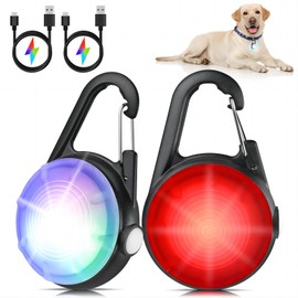 4 Modes Dog Collar Light，2 Packs IP68 Waterproof Dog Lights for Night Walking, USB Rechargeable Pet LED for Nighttime Clip on (Black)