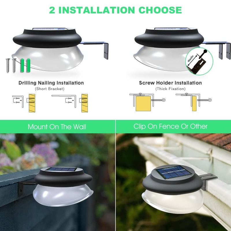 DBF Outdoor Solar Gutter Lights - Solar Fence Lights Outdoor