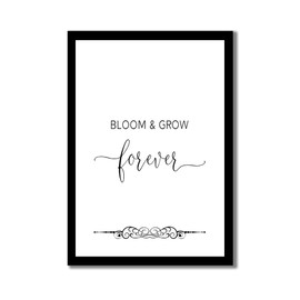 Bloom Grow Forever Farmhouse Wall Art Signs Wooden Framed Plaque with Motivational Quote Saying Wall Art for Home Bedroom Office Inch